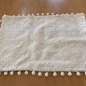 Vintage Matelasse Sham Ivory Standard  Portugal  Popcorn Tassels Cottage SHAVEL